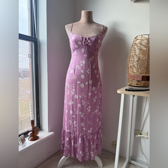ANTHROPOLOGIE | Saltwater Luxe Midi Lavender Cottagecore Floral Enzo Dress Sz S - Picture 4 of 12